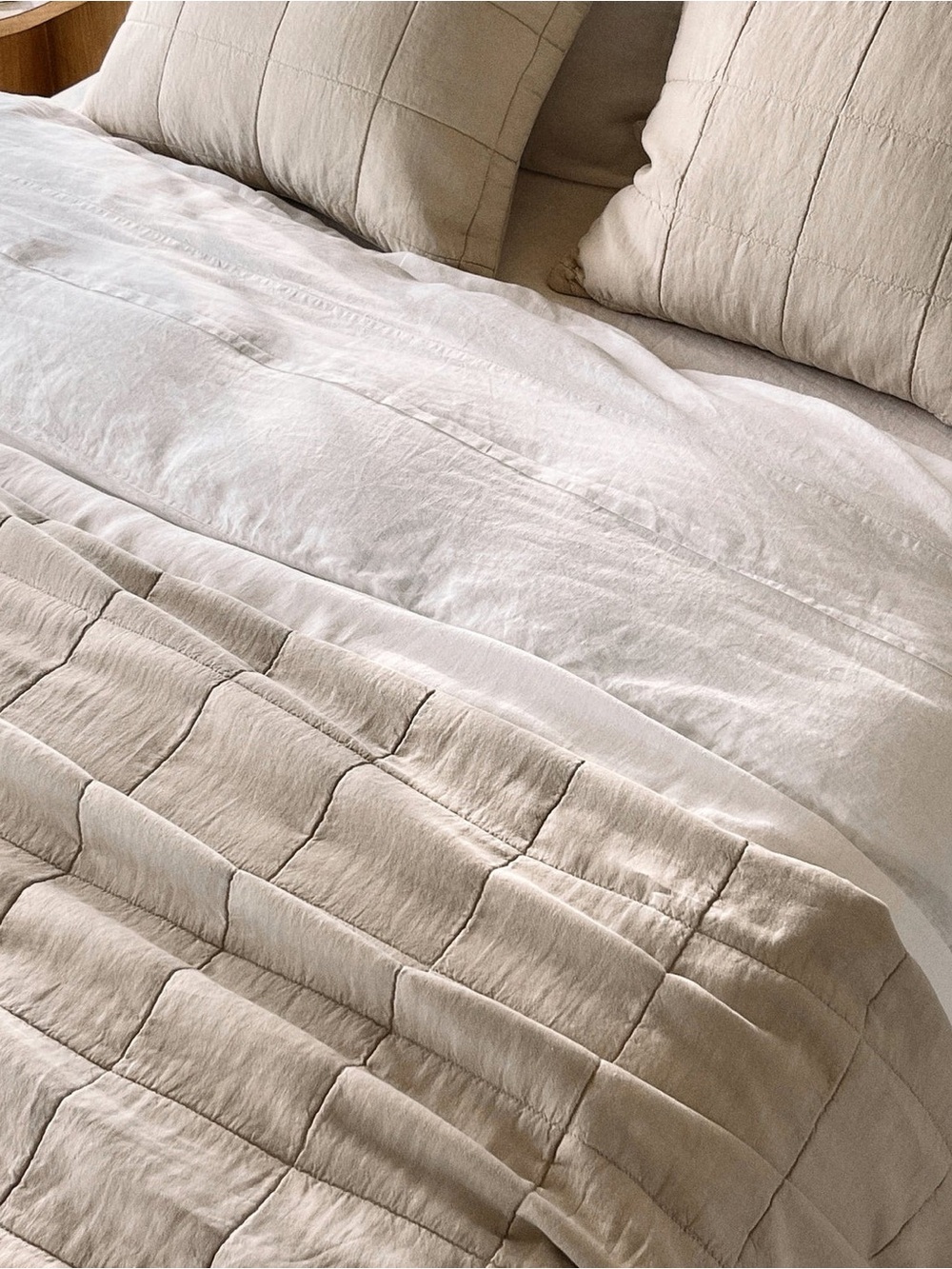 Parachute Linen Box Quilt Comforter Blanket King Bedding Blush Dusty Pink Color